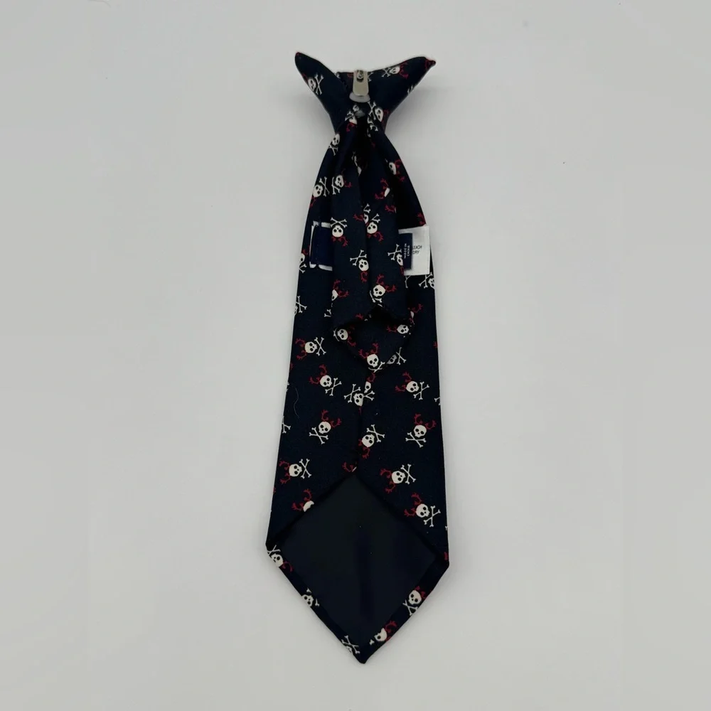 Baby Gap clip on neck tie fun skeleton pattern black formal dressy